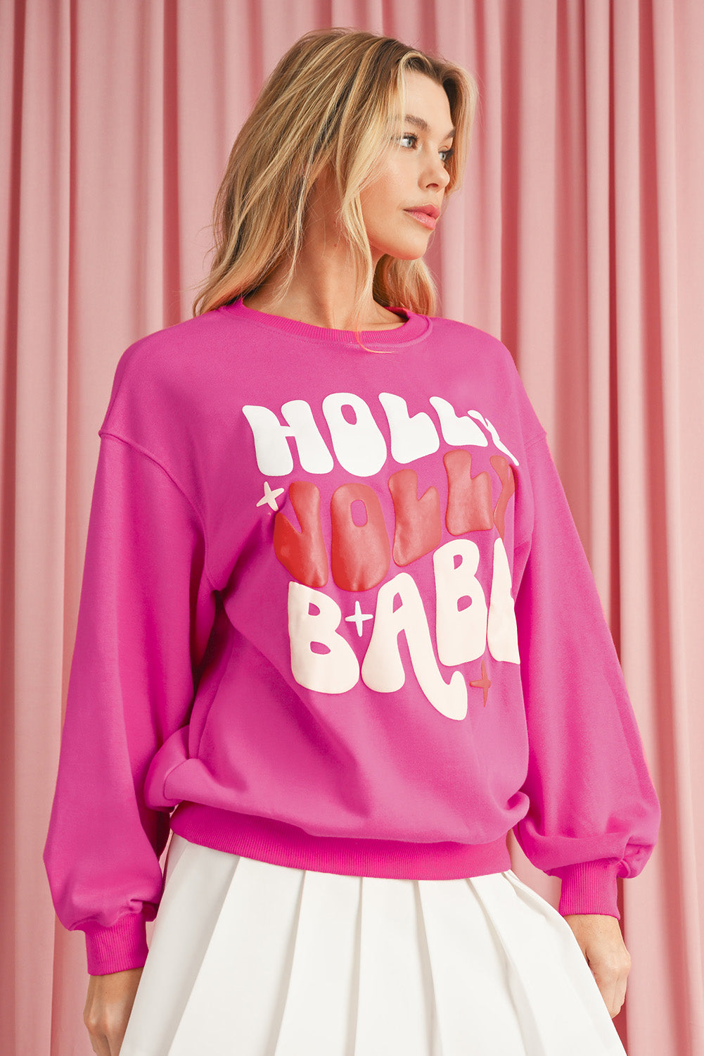 Rose Red Holly Jolly Babe Christmas Oversized Sweatshirt 5e70bdde498247b8