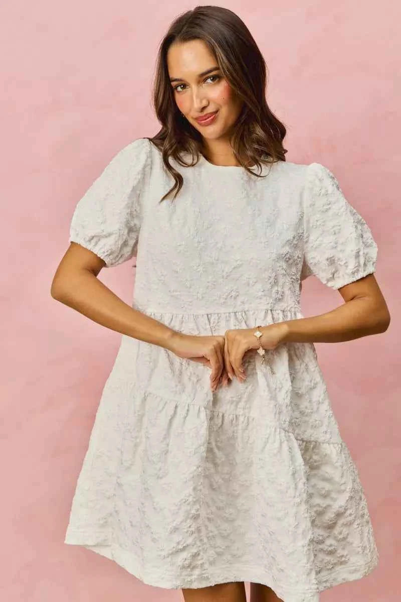 SO ME Floral Jacquard Diagnol Tiered Short Mini Dress 5e76766fe5ae4167a44998a417b6de00-Max-Origin