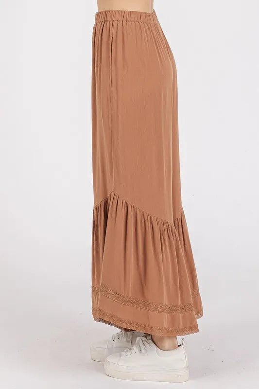 Lace Ruffle Asymmetric Hem Wide Leg Pants 5e77966d-3b66-4ad0-a1b2-802a57e8cdda-Max