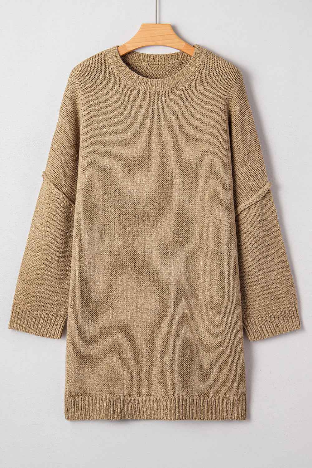 Pale Khaki Oversize Drop Shoulder Slouchy Sweater Dress 5e82a0e611950f77