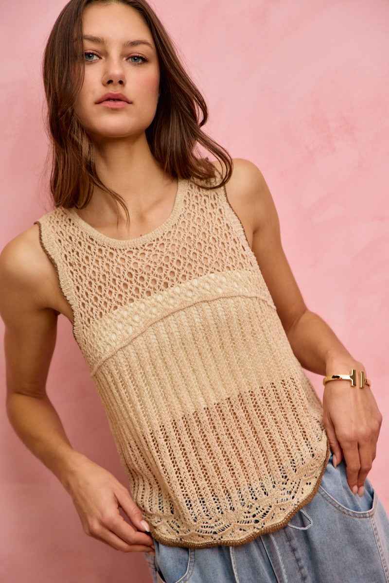 SO ME Crochet Lace Light Weight Sweater Vest 5e8d866e6259437d9dc53fe71bbe499e-Max