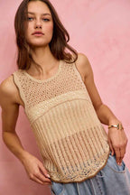 SO ME Crochet Lace Light Weight Sweater Vest 5e8d866e6259437d9dc53fe71bbe499e-Max