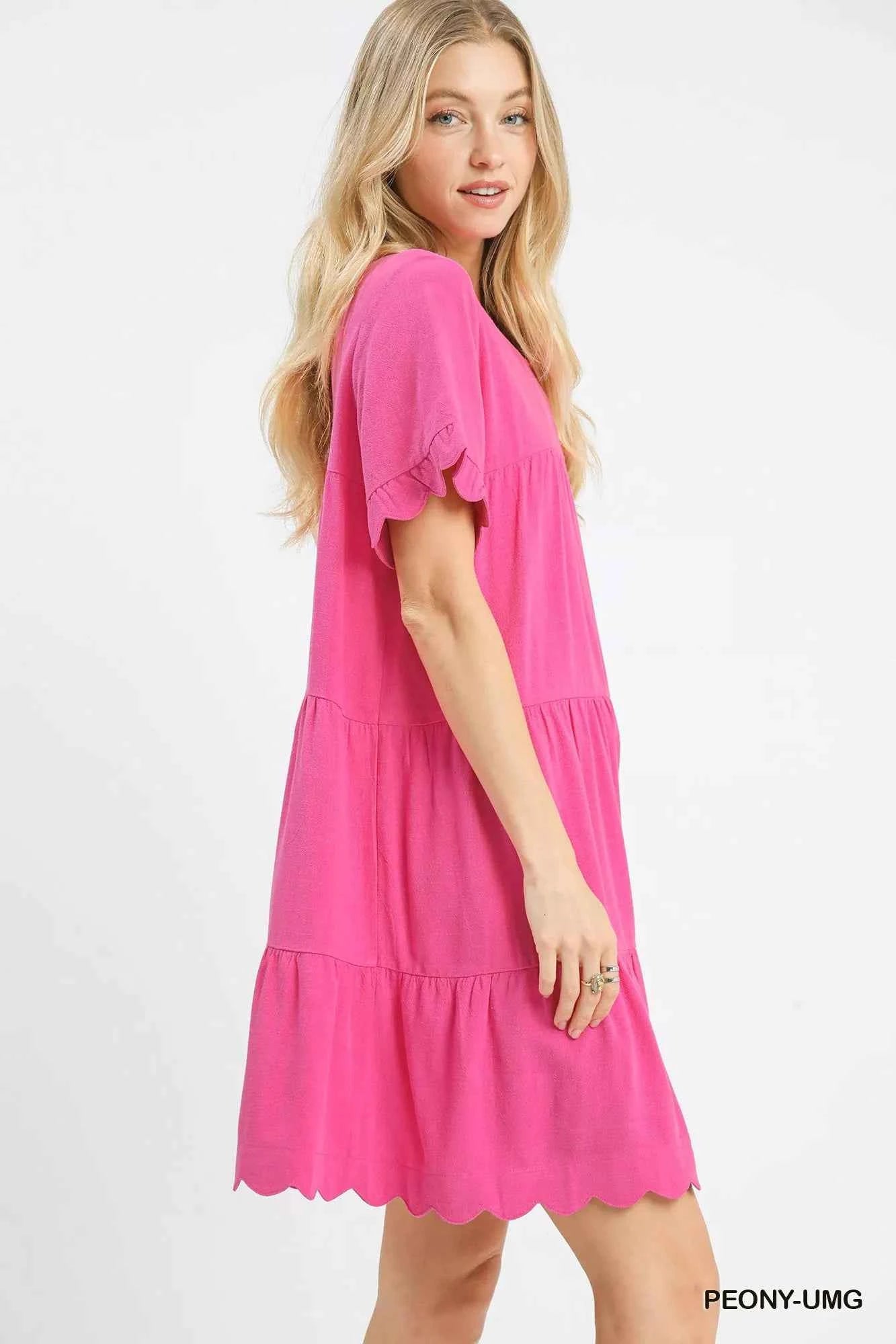 Umgee Linen Tiered Babydoll Dress with Ruffle Sleeves 5ea06c9b-cff9-492c-ba37-1f0281b4078c-Max-Origin