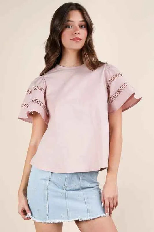 VERY J Lace Trim Sleeve Top 5ea9e0379fd749aab048722831e5983c-Max-Origin