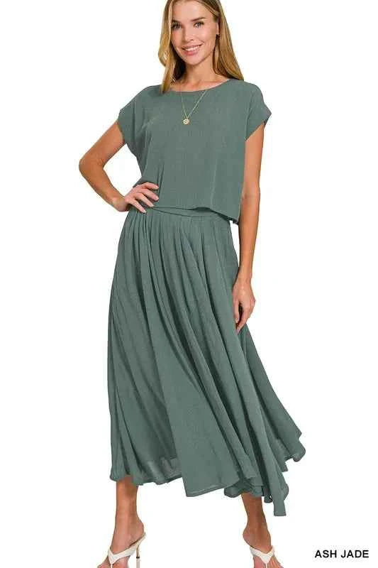 Zenana Woven Crinkle Gauze Crop Tee and Skirt Set 5eaa1d128523402c9531cf23b0a58c76-Max-Origin