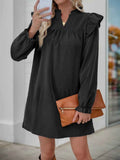 Ruffled Notched Flounce Sleeve Dress Black 5eaae78d-252f-4d57-a419-7456b837fffb-Max-Origin