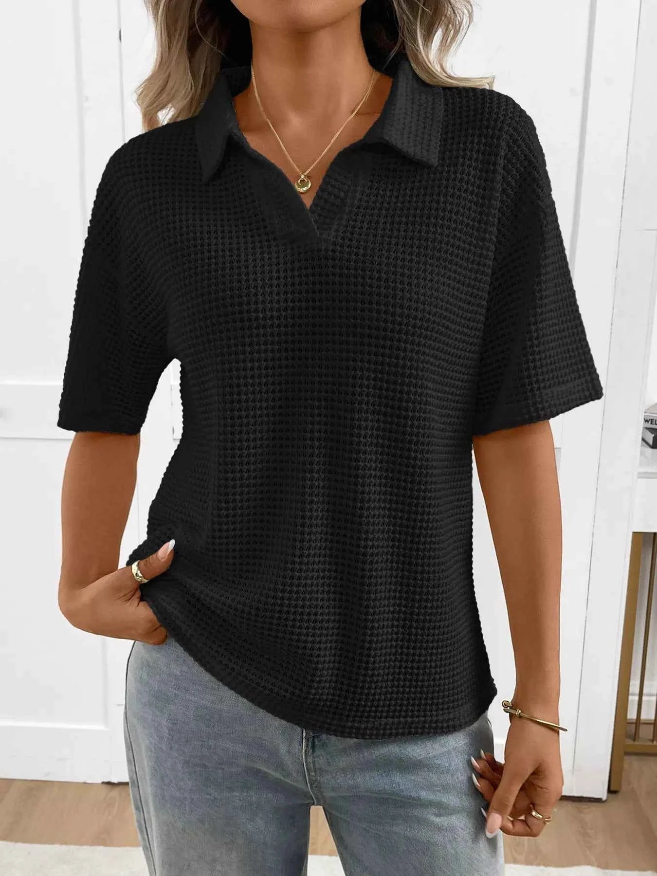 Striped Knit Short Sleeve Top 5eb23593f1f3420db7622a7de0a51eef-Max-Origin