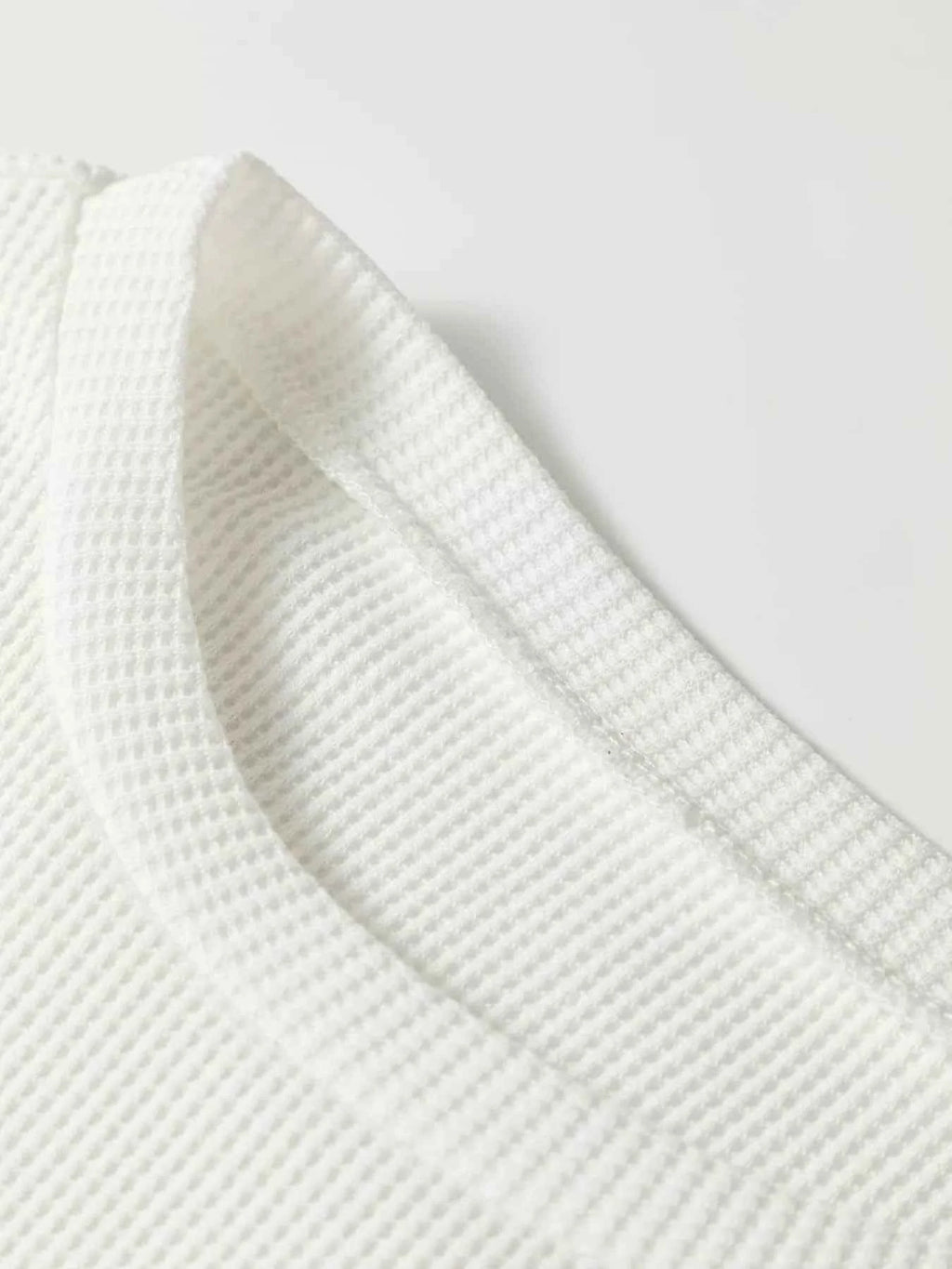 Rounded Neck Waffle Long Sleeve Top 5eb2509edbab4b2cafb6f602b729157a-Max-Origin
