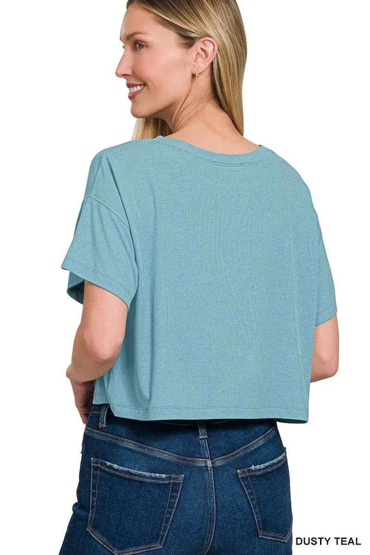 Zenana Ribbed Round-Neck Crop T-Shirt 5eb392e6a2da4bd5b62a83dbd6916ed9-Max-Origin