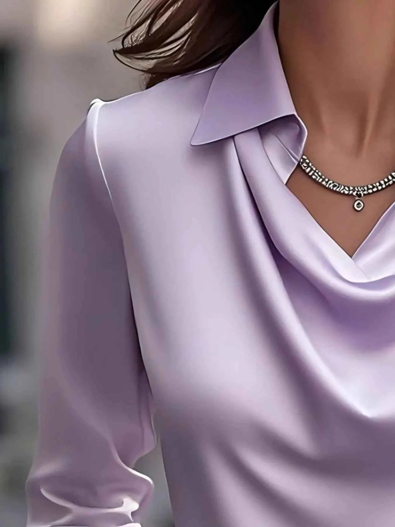 Satin Collar Long Sleeve Blouse 5eb4b708-b886-4357-8605-a54e9ea5d7d4-Max-Origin