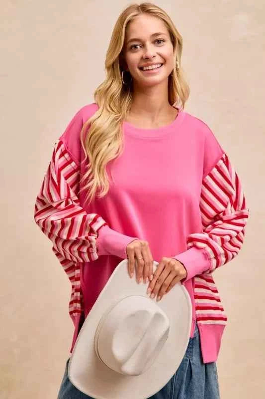 BiBi French Terry Stripe Combo Sweatshirt with Open Seam 5eb87a5a29f74323be84de928f7c10d5-Max-Origin
