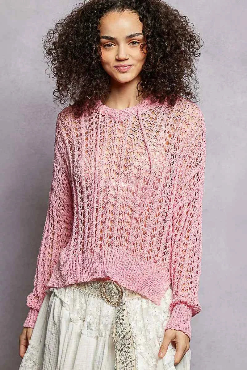 POL Openwork Round Neck High Low Knit Top BARBIE PINK 5ecf4621-8ab7-47ff-baa6-b9135a193632-Max-Origin