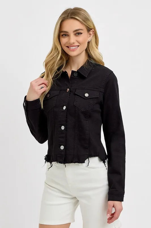 RISEN Full Size Irregular Fray Hem Button Up Denim Jacket Plus Size 5ed71533-0635-4748-826b-3d0782b8028e-Max