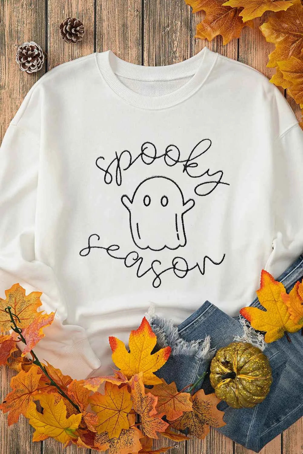 Ghost Graphic Long Sleeve Dropped Shoulder Sweatshirt 5eddbd23-2a6b-46e3-b3e3-18239d69a596-Max