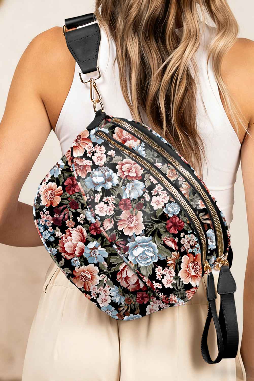 Pink Christmas Graphic Double Zip Crossbody Bag 5edfcb484c402a2f