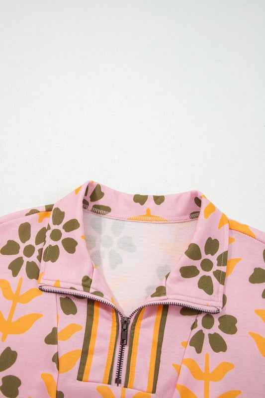 Floral Stripe Patchwork Long Sleeve Mini Dress 5ee647c2-2df5-4353-8a8c-3b92172fdcc8
