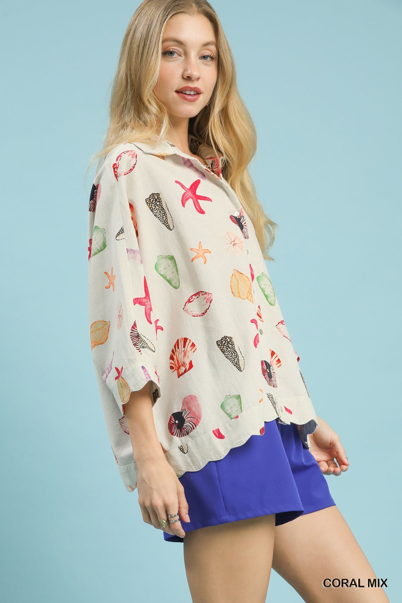 Umgee Seashell & Starfish Print Button-Down Top 5ee9ac65-9cfe-414c-8817-74a9c65ea3ae-Max
