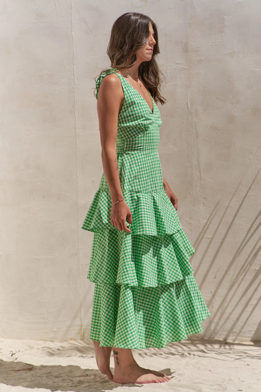 Full Size Sleeveless Gingham Print Tiered Midi Dress Plus Size 5eeb469e3eab44b3b7431203e7d56e56-Max-Origin