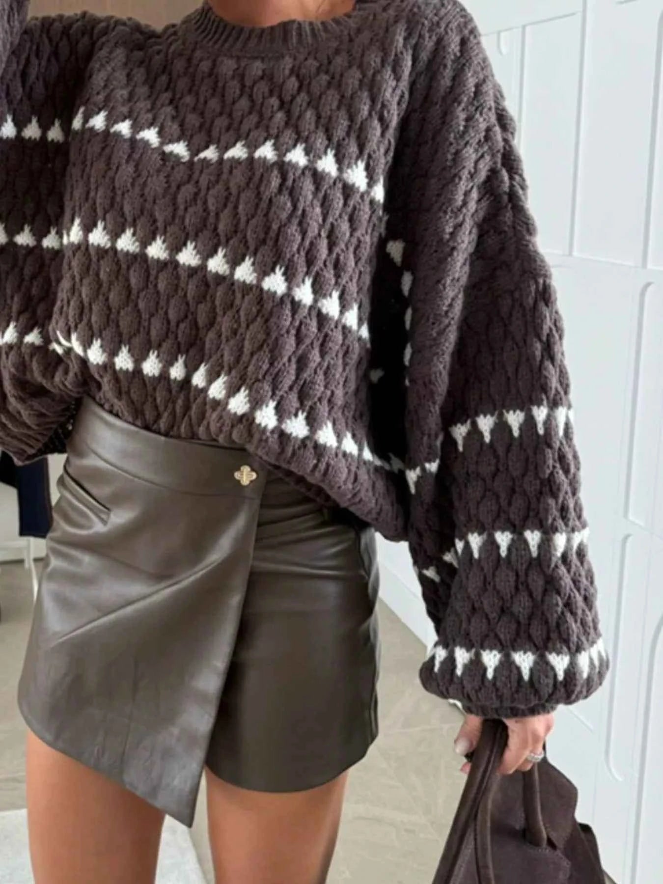 Chunky Knit Striped Sweater with Balloon Sleeves 5effaeaa-c0a6-44e2-8e12-083c9ff3102a-Max-Origin