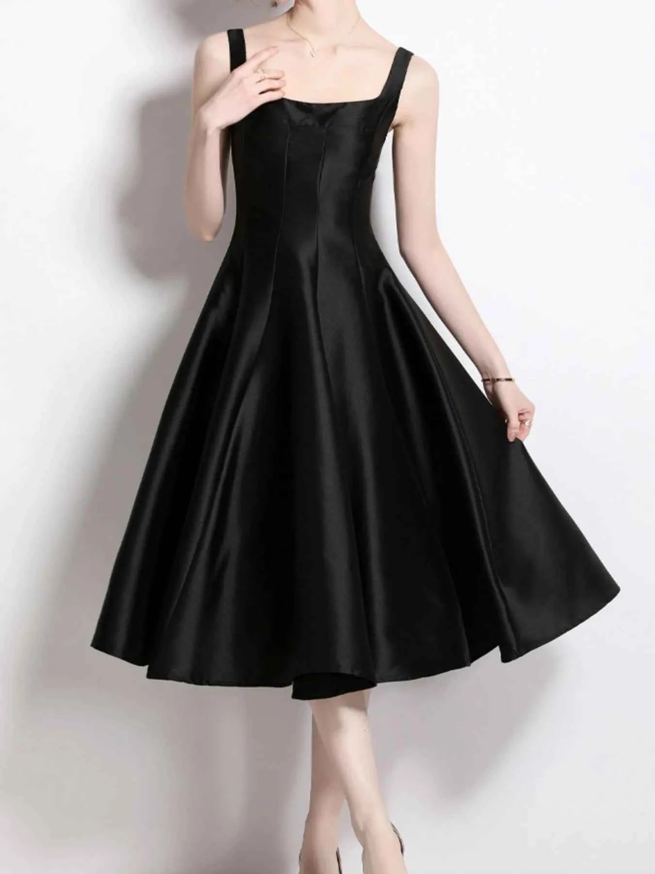 A-Line Silhouette Midi Sleeveless Dress Black 5f04709c-11de-44b9-80e0-00a8dbc37c0a-Max-Origin