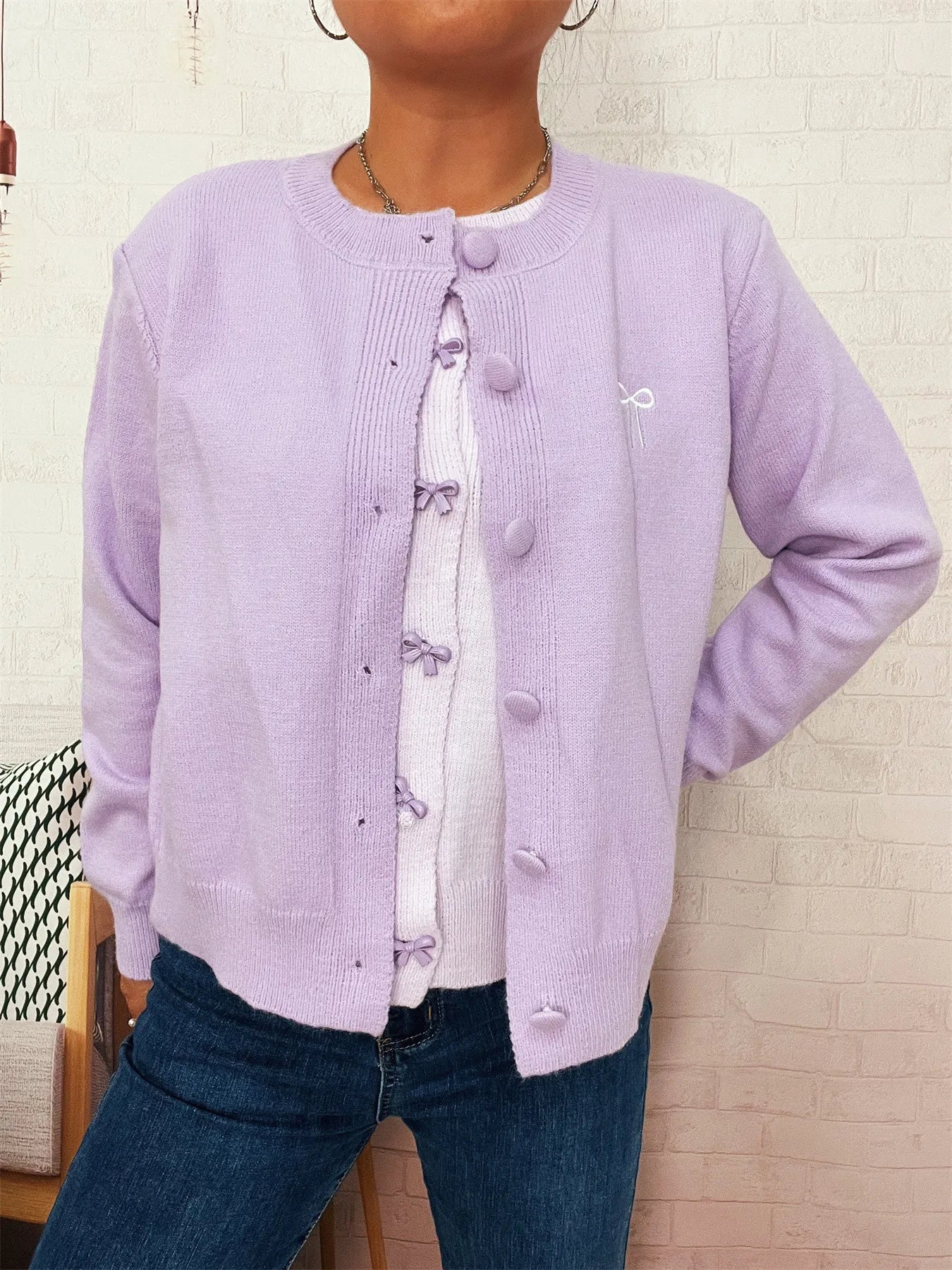 Button-Up Long Sleeve Cardigan 5f09ce1c7055404fad9b3cc5365a31ae-Max-Origin