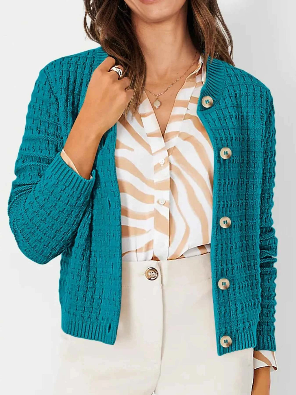 Textured Knit Button-Front Cardigan 5f181b86061f4e3db8bbd1056076e831-Max-Origin