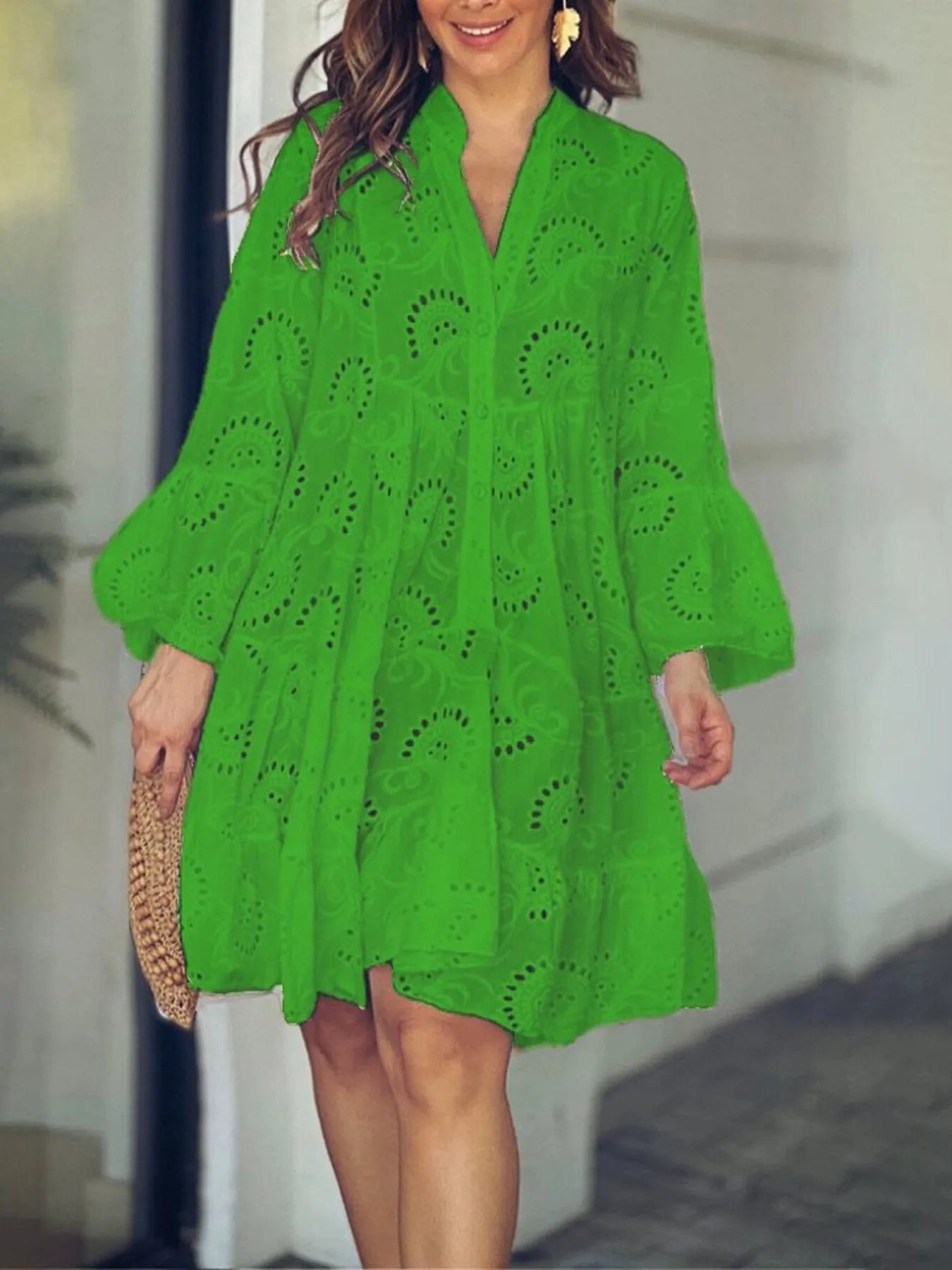 Full Size Eyelet Ruffled Hem Tiered Dress Plus Size Green 5f1b9469c82e42688677f75910a03865-Max-Origin