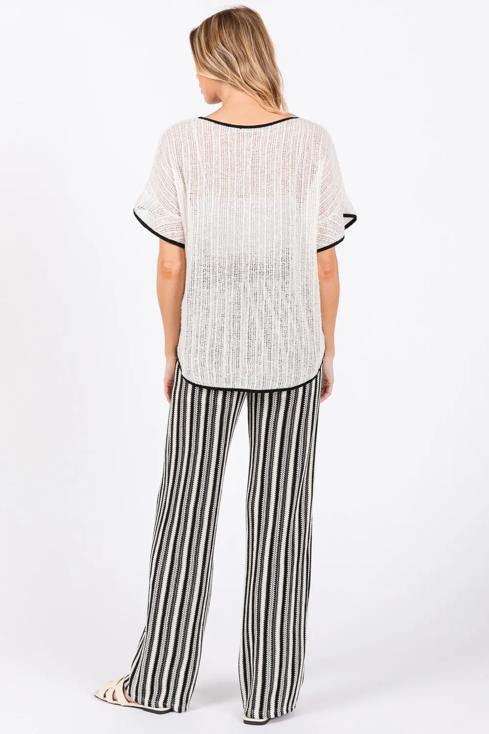 GeeGee Contrast Trim Short Sleeve Knit Cover Up 5f2bcf6d-a842-41ed-a920-8cc187337760-Max