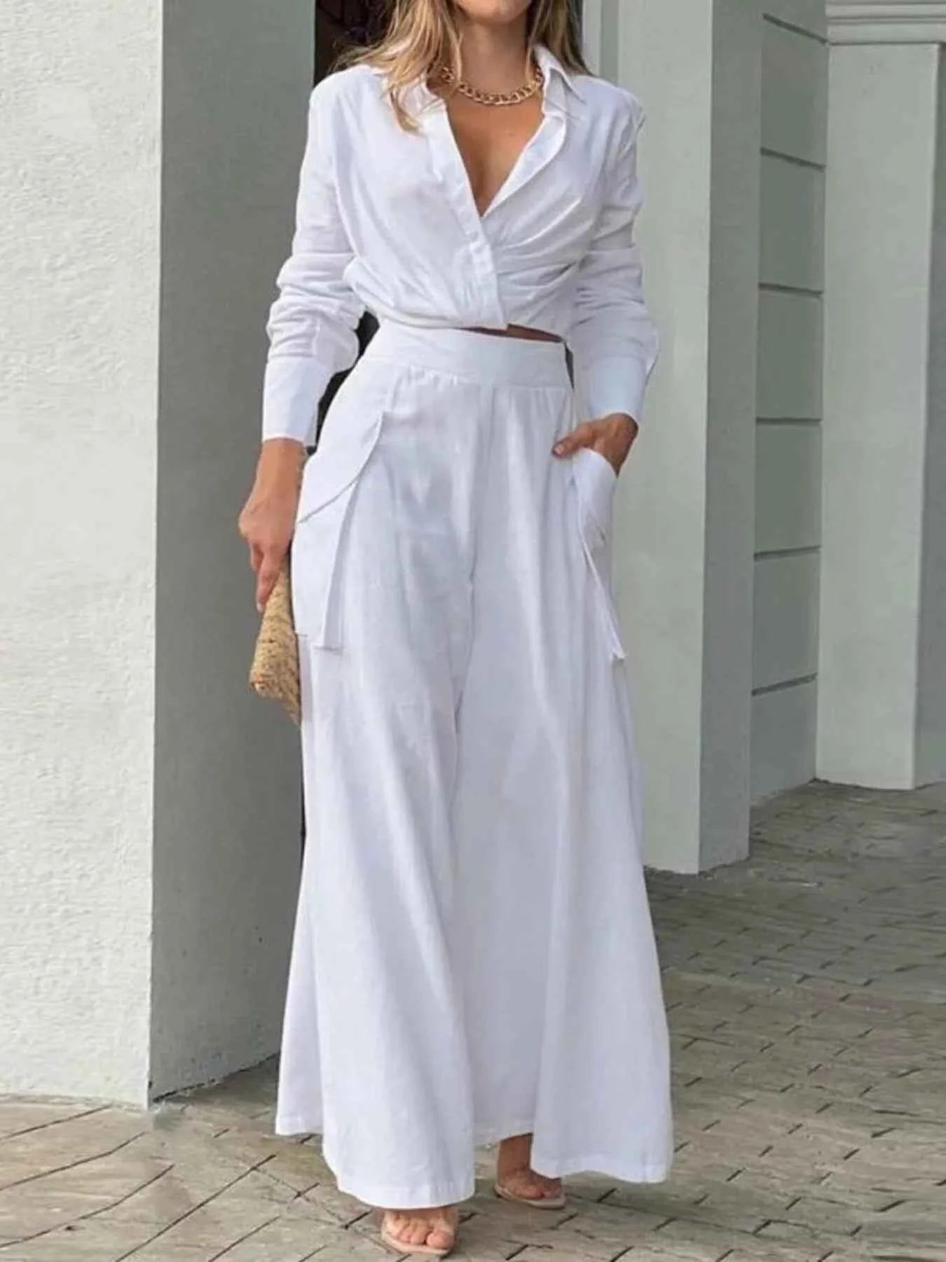 Full Size Long Sleeve Top and Pants Set Plus Size White 5f542e78b80f4f83a42132467a820afc-Max-Origin