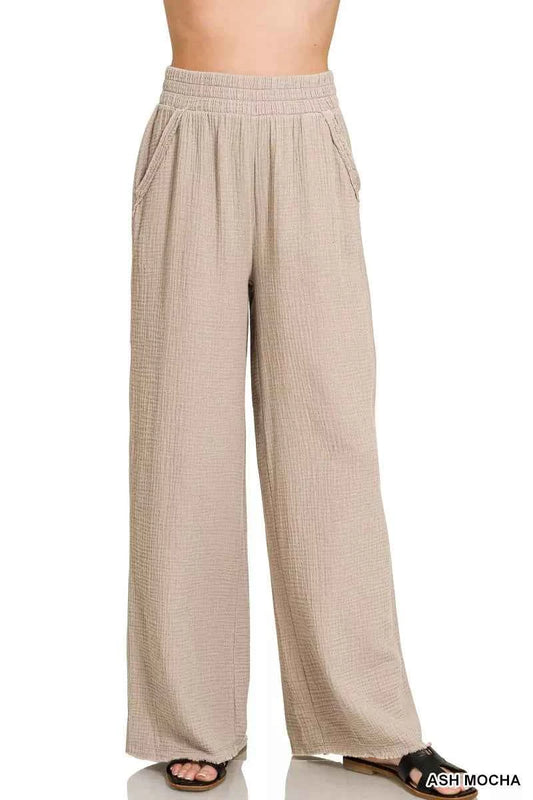 Zenana Double Gauze Lounge Pants ASH MOCHA 5f6aa90fc9e144ccb4a7c1fca5d5ed59-Max-Origin
