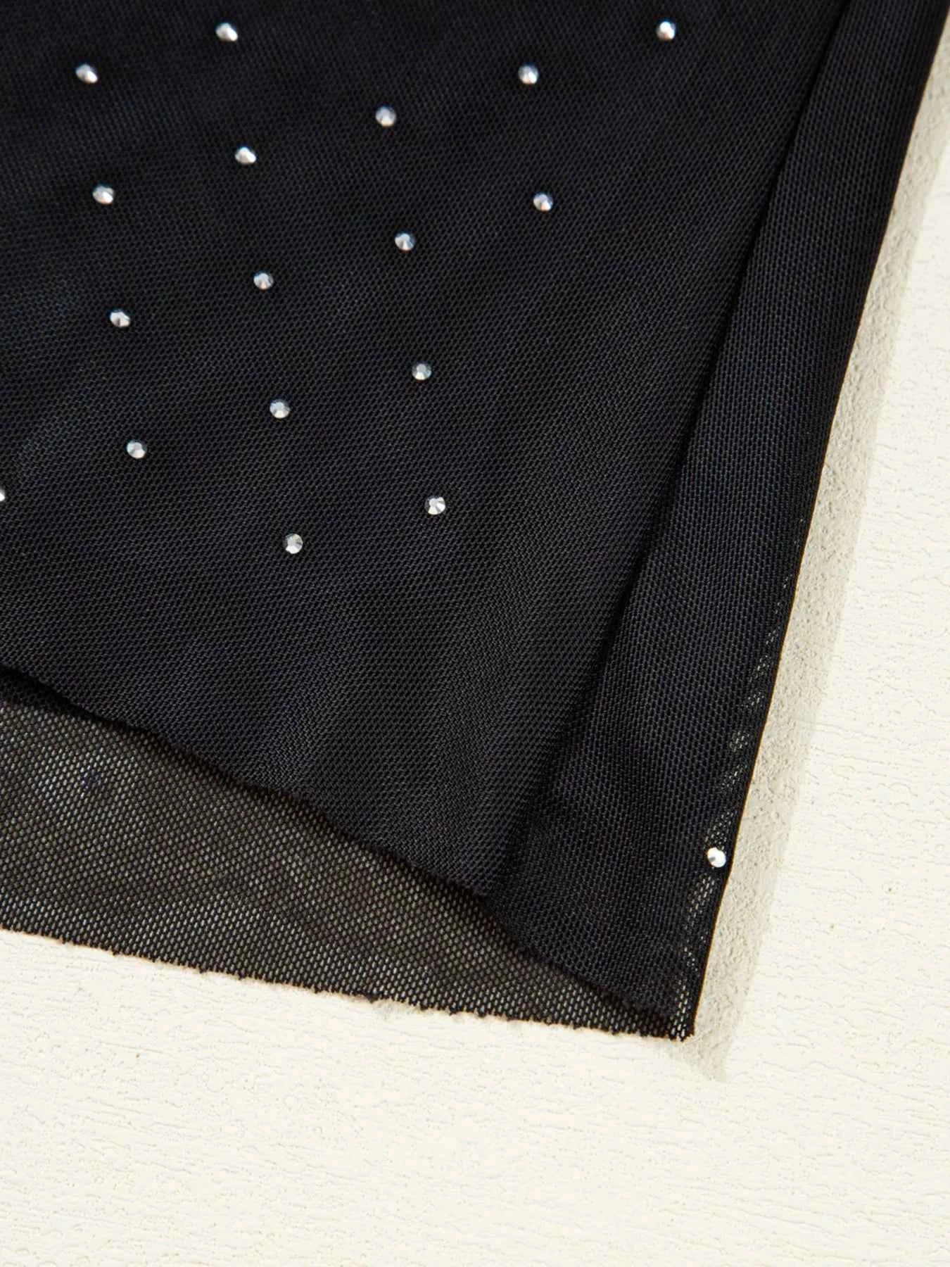 Rhinestone Embellished Mesh Long Sleeve Top 5f6ab1b7f5564be9b53a92261bd675f4-Max-Origin
