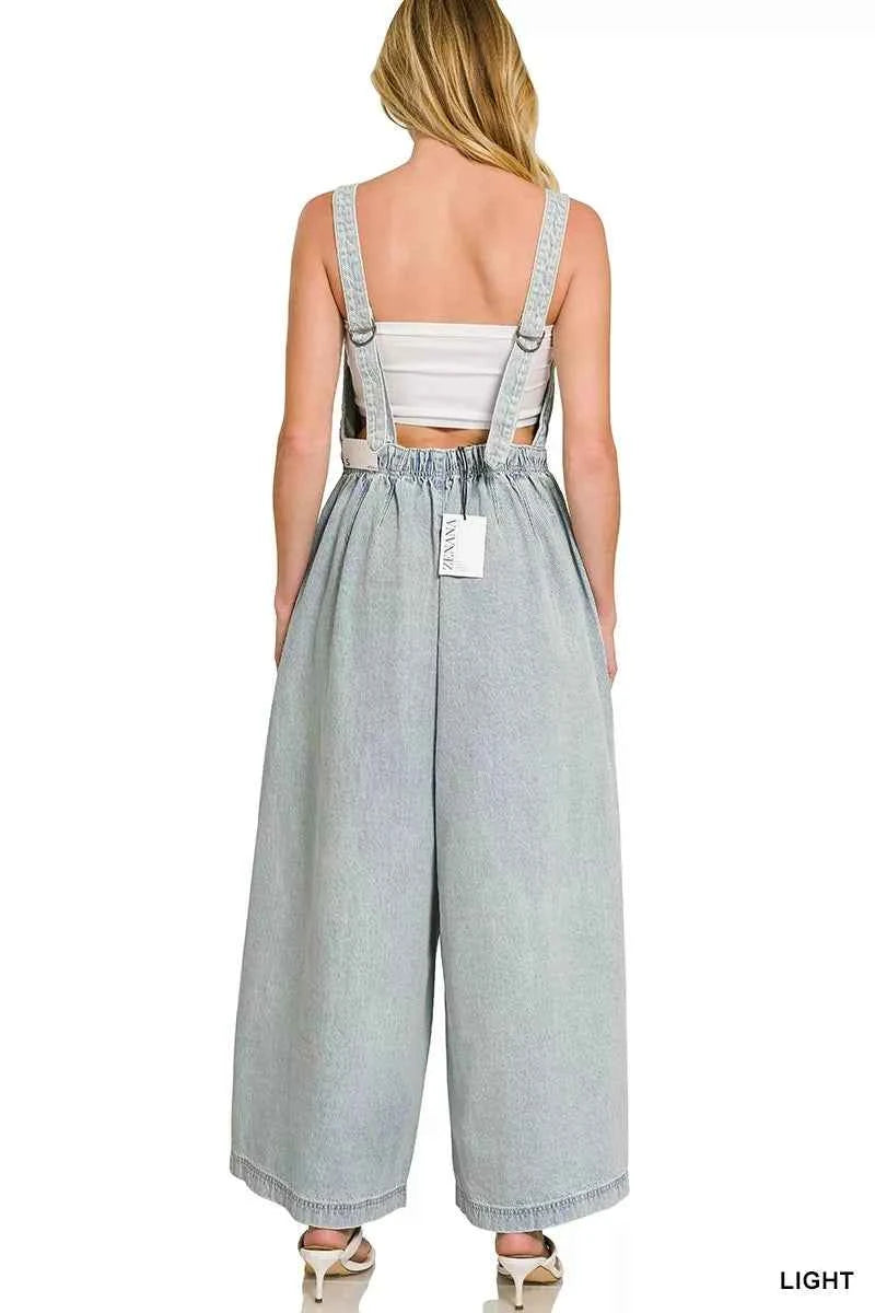 Zenana Denim Light Washed Wide Leg Overalls 5f6ca0da53b845e78c167522462b88cd-Max-Origin