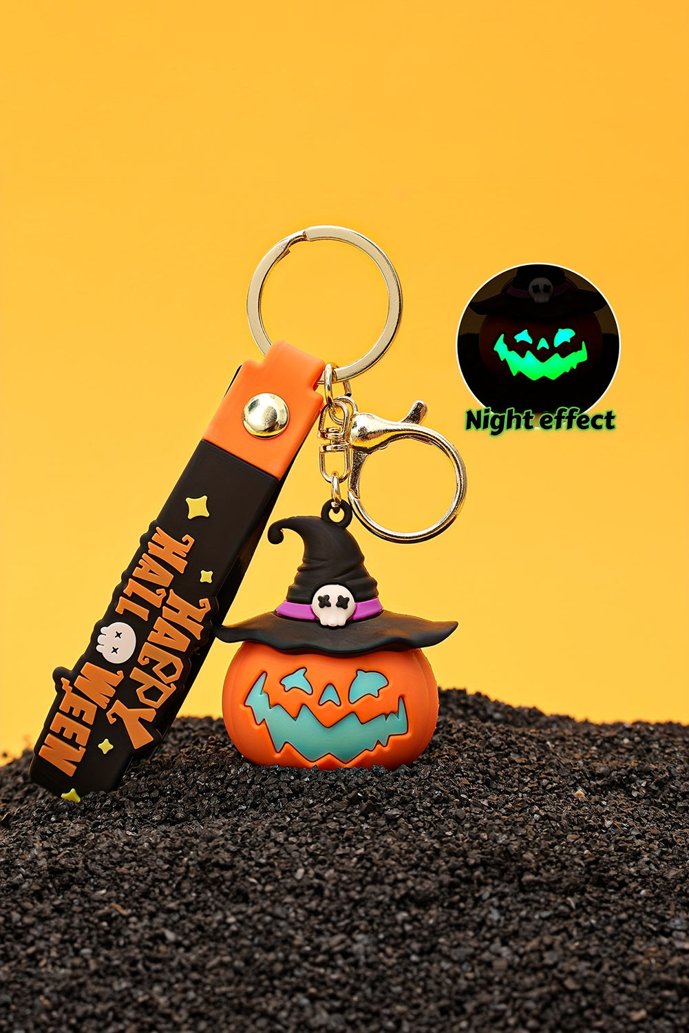 Orange Happy Halloween Pumpkin Pendant Keychain Orange ONE SIZE PVC 5f6edc2134abcec7