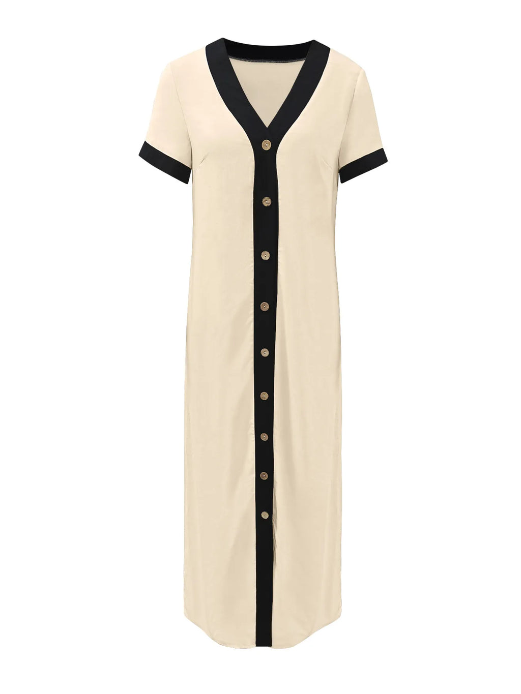 Button-Front Contrast Trim Midi Dress 5f6f3bddbf1f4cc3b9ccdc68c413fab1-Max-Origin