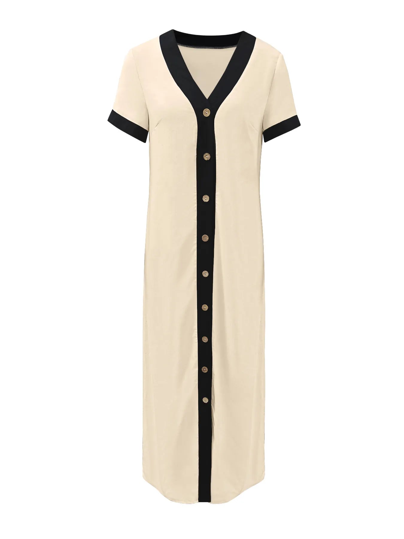 Button-Front Contrast Trim Midi Dress 5f6f3bddbf1f4cc3b9ccdc68c413fab1-Max-Origin