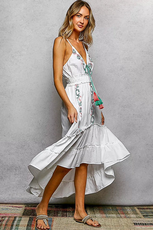 Embroidered Detail Tassel Tie Smocked Waist Midi Tiered Cami Dress 5f73869e-5303-4559-9e10-daf63d41a836-Max-Origin