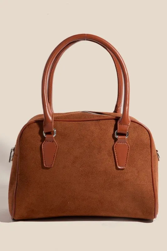 Fame Faux Leather Handle Boxy Handbag Brown One Size 5f794213-8e79-459e-91d5-8abd2fb17abb-Max