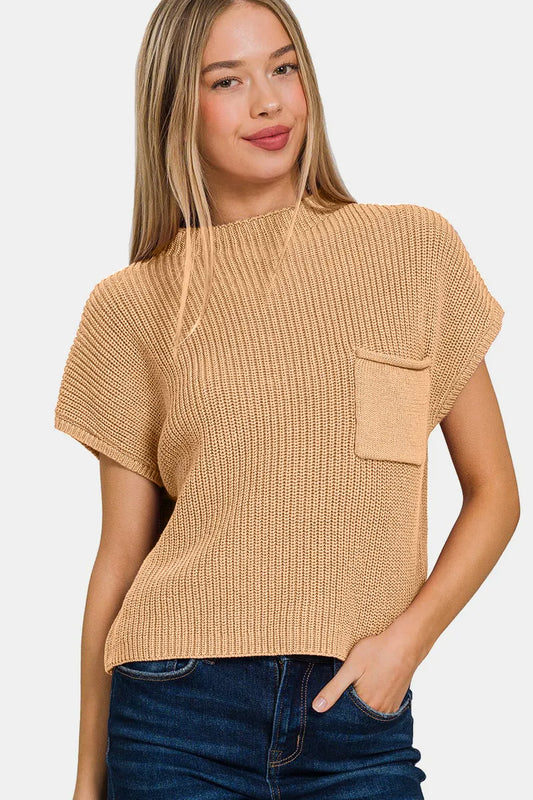 Mock Neck Short Sleeve Cropped Sweater 5f7e0a2f-412e-47fe-a6e2-90d8d05d6308-Max