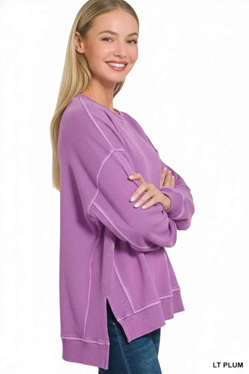 Zenana Full Size French Terry Pigment Dye & Enzyme Washing Pullover Plus Size 5f8b8a4c-6f5b-4899-abda-a20960561b8c-Max-Origin