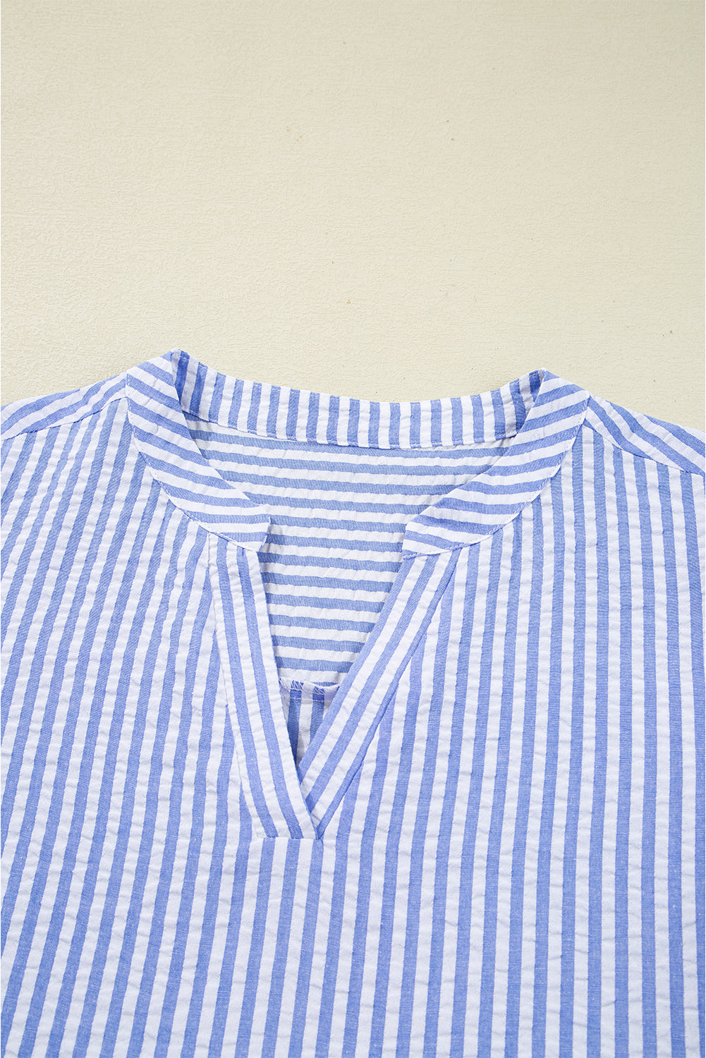 Sky Blue Striped Textured Bracelet Sleeve Tiered Mini Dress 5f8c1adb926c8dce