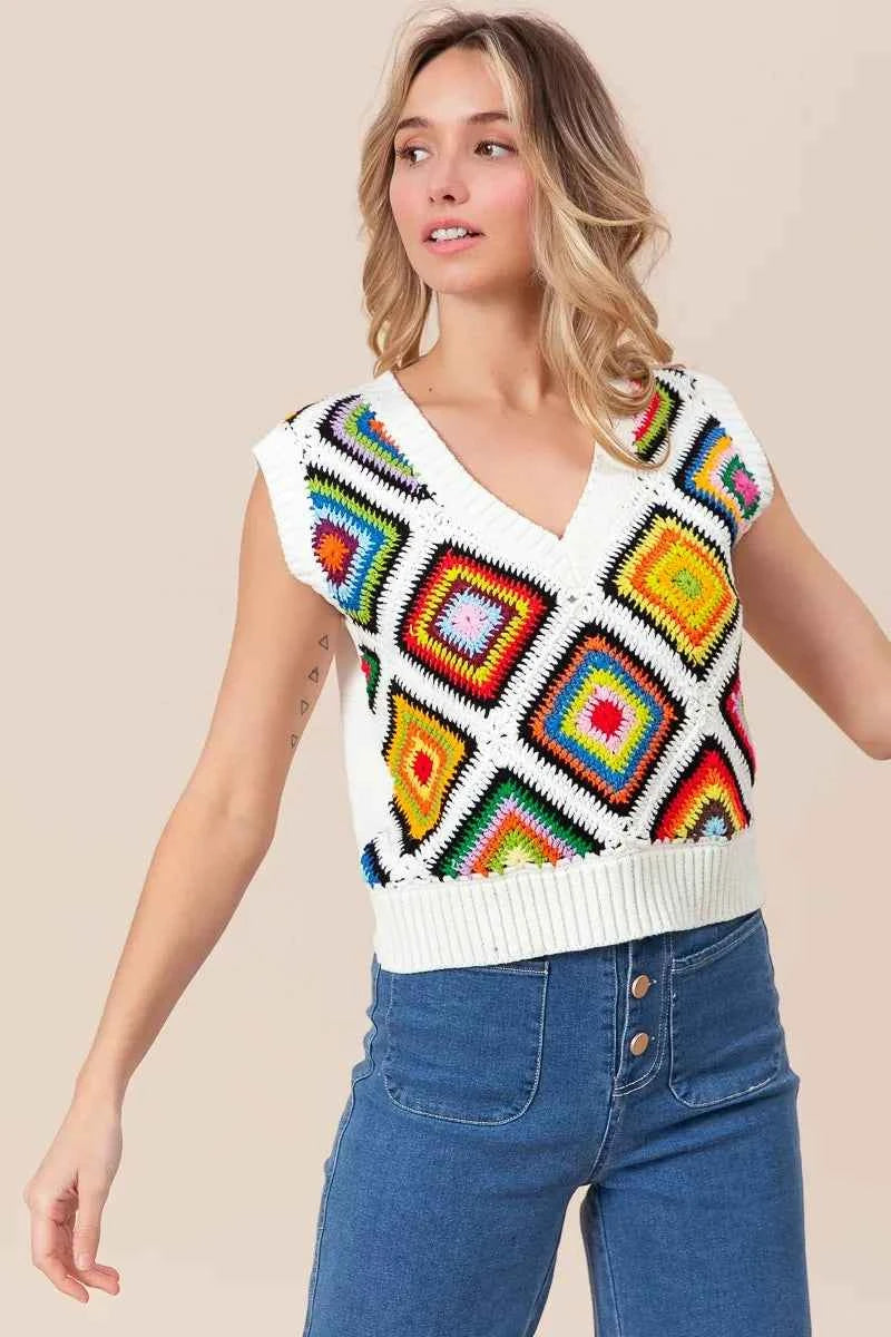 BiBi Diamond Granny Square Sweater Vest 5f8c4d1b317d4967a0fe85173d3f9fbc-Max-Origin