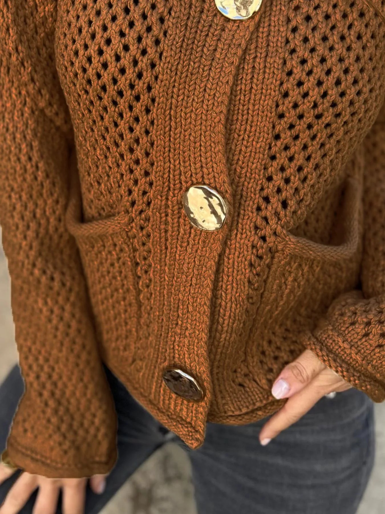 Crochet Button Up Long Sleeve Cardigan 5f92fced-36b4-4321-b92e-7ff24b6ede5b-Max-Origin
