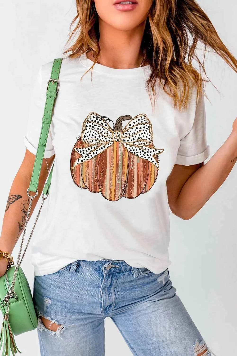 Full Size Pumpkin Round Neck Short Sleeve T-Shirt 5f94c78d-ddbd-4fb8-b446-103a9611559e-Max