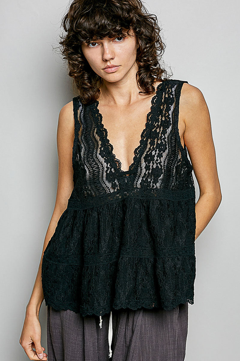 POL Deep V-Neck Scalloped Lace Sleeveless Top 5fa09bf3-b19e-4bbe-abbb-fd44c41ec93a-Max
