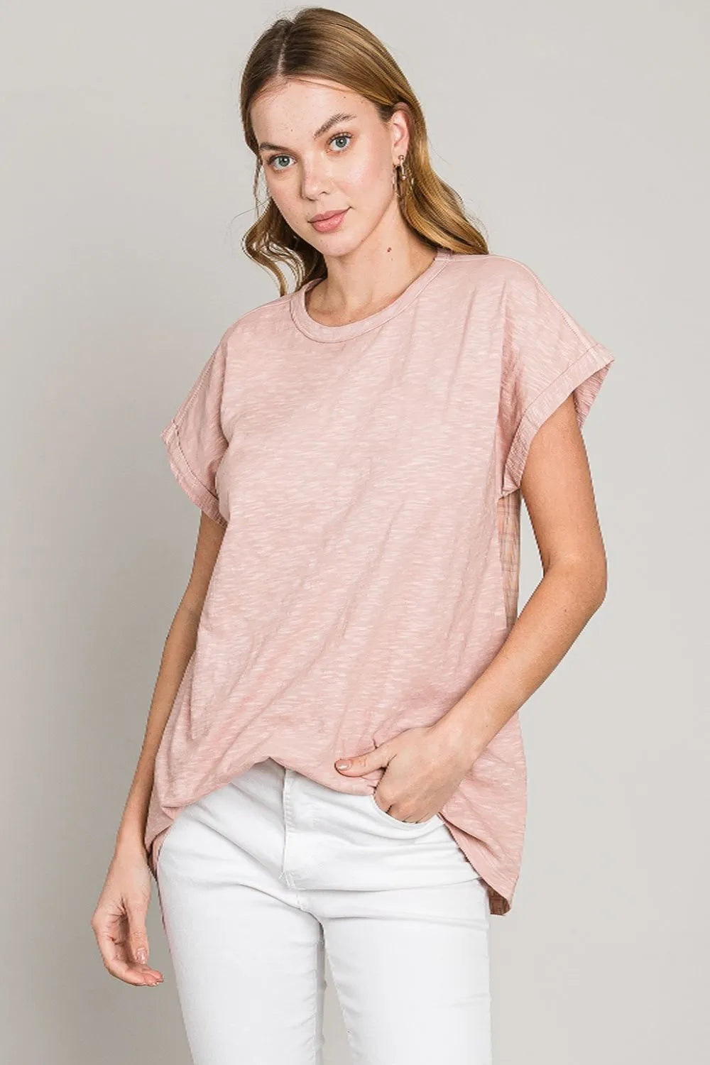 Cotton Bleu by Nu Label Plaid Short Sleeve T-Shirt Mauve 5fd1228a-43a7-495d-97c4-ef1dca810cdb-Max