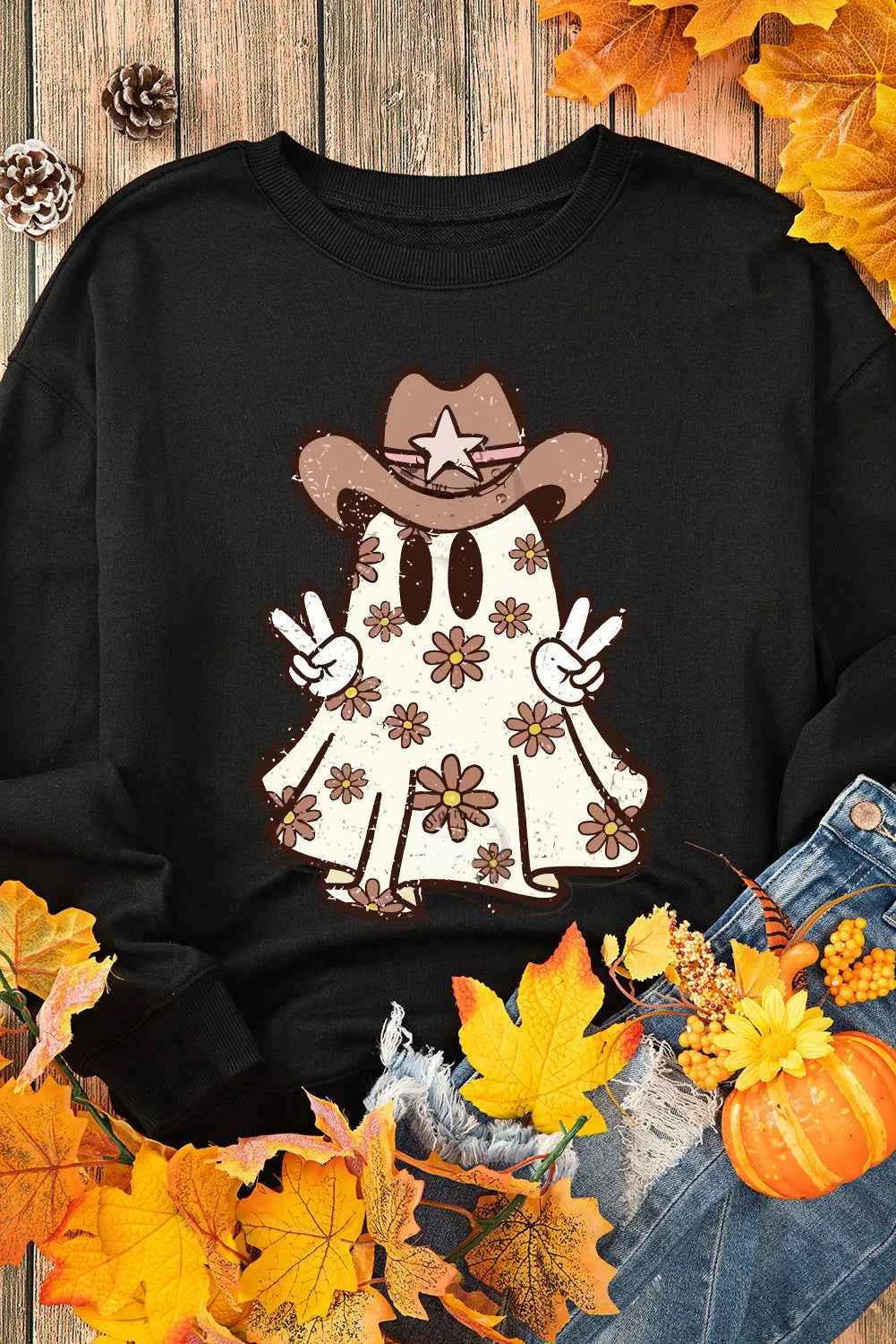 Ghost Round Neck Long Sleeve Sweatshirt 5fd247f4-6d13-405c-b869-fb654657a493-Max