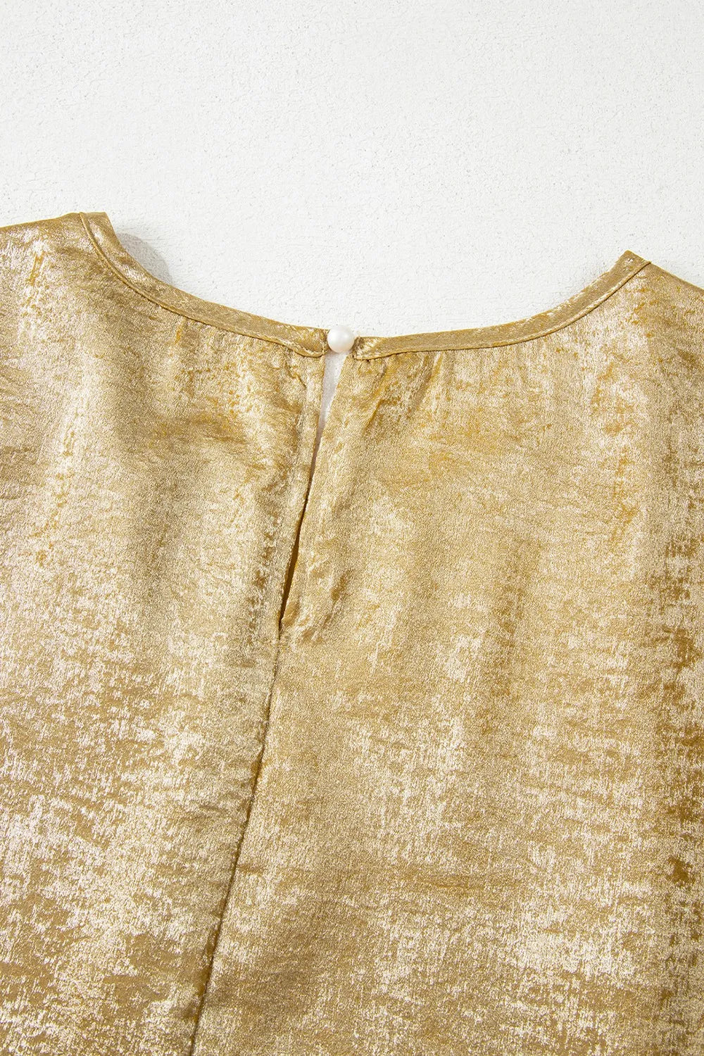 Metallic Gold Short Sleeve Casual Blouse