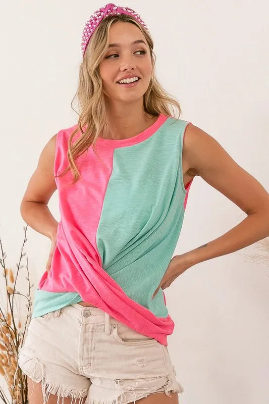 BiBi Slub Terry Color Block Twisted Top 5fd98b880449479a8753710247e39417-Max-Origin