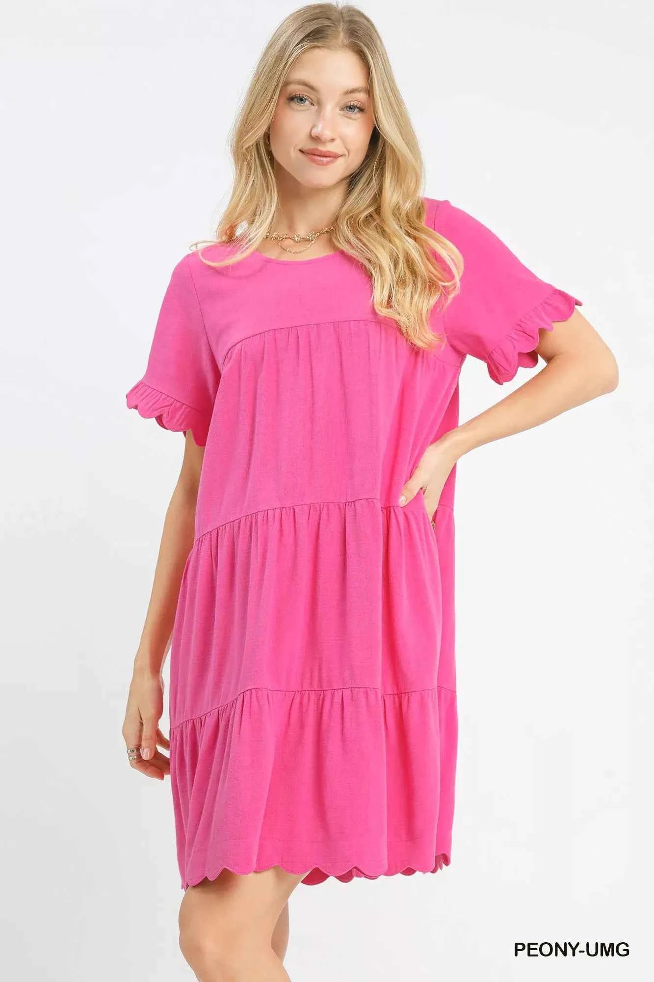 Umgee Linen Tiered Babydoll Dress with Ruffle Sleeves PEONY-UMG 5fdd4358-418d-40e1-b64f-bcd5b9171d8a-Max-Origin