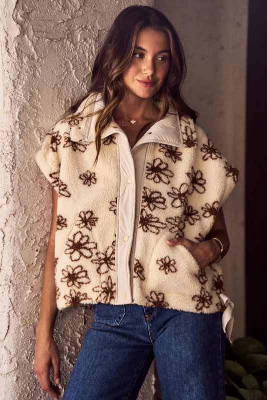 Flower Sherpa Fur Oversized Sleeveless Vest Jacket BROWN 5fde56cd-4d9a-4aa8-a6c6-92f793da6098-Max-Origin